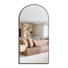 Espelho Oval Base Reta 80x50 com Borda em Couro Decorativo Parede Sala Quarto