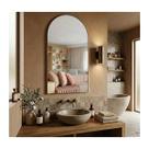Espelho Oval Base Reta 90x40 Lapidado com Suporte Decorativo Parede Sala Quarto Banheiro