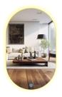 Espelho Oval com LED 6000k Lapidado 60X40 Moderno Decorativo Quarto Sala Closet Banheiro Touch Screen Moldura