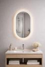 Espelho Oval com LED 6000k ou 3000k Lapidado 60X40 Moderno Decorativo Quarto Sala Closet Banheiro Touch Screen Moldura