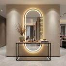 Espelho Oval Corpo Inteiro 170x70cm LED 3 Cores Jateado Para Quarto Sala Banheiro Salão Lopazzi
