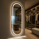 Espelho Oval Corpo Inteiro 170x70cm LED 3 Cores Jateado Para Quarto Sala Banheiro Salão Lopazzi