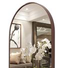Espelho Oval Corpo Inteiro Com Moldura Couro Decorativo Luxo