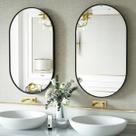 Espelho Oval Decoração Moldura Alumínio 80x50 Quarto Sala Banheiro