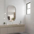 Espelho Oval Decorativo 75x50cm Lapidado Barato Luxo -