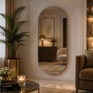 Espelho Oval Grande 100 X 55 Moderno Lapidado Com Suporte Espelho Oval Grande 100 X 55 Moderno Lapidado Com Suporte