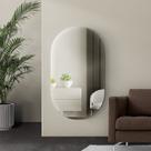 Espelho Oval Grande 120 x 60 Moderno Lapidado Com Suporte