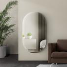 Espelho Oval Grande 70 X 40 Moderno Lapidado Com Suporte