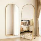 Espelho Oval Grande com Base Reta 170x70 Suporte de Chão Corpo Inteiro Moldura de metal