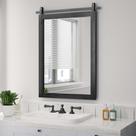 Espelho PAIHOME Farmhouse com moldura de madeira preta 56x76cm Banheiro