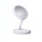 Espelho para maquiagem Dobrável Dupla Face Aumento 10X com Luz LED e Organizador REDONDO