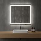 Espelho Quadrado 40 cm Jateado 3 Cores Led Decorativo Touch Espelho Quadrado 40 cm Jateado 3 Cores Led Decorativo Touch