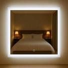Espelho Quadrado 70x70cm com LED Indireto Touch Screen Branco Frio
