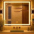 Espelho Quadrado 70x70cm com LED Indireto Touch Screen Branco Quente