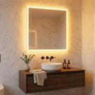Espelho Quadrado 80x80cm com LED Indireto Touch Screen Branco Quente