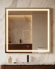 Espelho Quadrado 80x80cm LED Jateado Touch Screen Bivolt Branco Quente