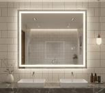 Espelho Quadrado com Led 3 cores 40x40 Jateado Decorativo