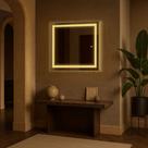 Espelho Quadrado Com LED Jateado touch Para Sala, Banheiro, Quarto e Hall Design Moderno