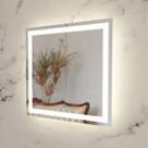 Espelho quadrado jateado com Led e touch 60x60