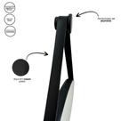 Espelho Redondo Adnet 45cm Moldura E Alça Couro Preto com Suporte LYO