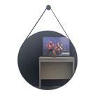 Espelho redondo adnet 70cm moldura e alça couro preto com suporte lyo Espelho redondo adnet 70cm moldura e alça couro preto com suporte lyo