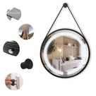 Espelho Redondo Adnet Iluminado 50cm Led 6000k Preto Alça Preta