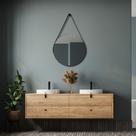 Espelho Redondo com Alça 50cm Modelo Adnet com Suporte para Lavabo Escritório Quarto