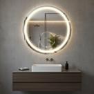 Espelho Redondo Com Led 3 Tons Cores Touch Lapidado Jateado espelho grande camarim moderno luz led Moderno