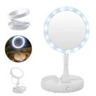 Espelho Redondo Com Luz Led Para Maquiagem Portatil