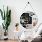Espelho Redondo Decorativo Adnet Escandinavo 60cm com Suporte Rei dos Vidros