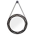 Espelho Redondo Decorativo Mandala Com Alça 40cm + Suporte Preto / Alça Preta