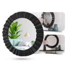 Espelho Redondo Decorativo Moldura Preto47X47cm Moderno Luxo
