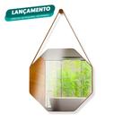 Espelho Redondo Decorativo Suspenso Alça 60cm + Pendurador