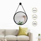 Espelho Redondo Decorativo Suspenso Com Alça 20cm Suporte Marrom Alça Caramelo