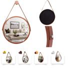 Espelho Redondo Decorativo Suspenso Com Alça 40cm + Suporte Cobre Alça Caramelo