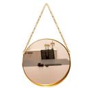 Espelho Redondo Dourado Com Alça de Corrente Dourado 26x5 Cm