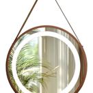 Espelho Redondo Iluminado 50cm Cobre com Alça Touch 2 Led Adnet Reduna