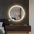 Espelho Redondo Jateado Com Luz Led Ajustável 80x80cm Tecla Touch Dimerizável Decoração
