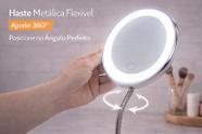 Espelho Redondo Maquiagem LED USB Touch Ventosa 360 Branco