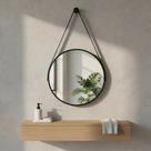 Espelho Redondo Triax 45/60cm Alça Couro para Parede, Banheiro e Lavabo com Pendurador Espelho Redondo Triax 45/60cm Alça Couro para Parede, Banheiro e Lavabo com Pendurador
