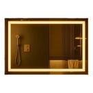 Espelho Retangular 70x50cm Jateado com LED Lapidado Branco Quente Horizontal