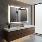 Espelho Retangular 80x60cm Jateado com LED Touch Branco Frio Horizontal