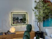 Espelho Retangular Jateado Com Led 90x70 Horizontal Com Touch