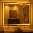 Espelho Retangular Jateado Grande Com Led 70x120 Cm Lapidado