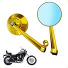 Espelho Retrovisor Universal Redondo Para Motos Custom Dourado Suzuki Intruder Vs 800 2000 2001
