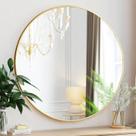 Espelho Sunniry Gold redondo 76 cm com estrutura de metal HD Glass