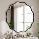 Espelho VETROVUE Round Wavy 76,2 cm com moldura de metal preto
