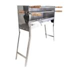 Espeteira Inox Portátil Dobrável Proficional 3 Níveis para Espetinhos a Carvão 80cm