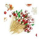 Espetinhos De Frutas Festivos De Natal 50/100 Peças Com Designs De Papai Noel, Floco De Neve E Espetinhos De Frutas Festivos De Natal 50/100 Peças Com Designs De Papai Noel, Floco De Neve E