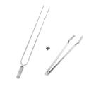 Espeto Duplo Inox Lâmina 50cm Mais Pegador De Carnes Inox
